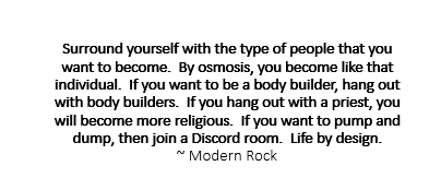 quote by Bao Nguyen (@Modern_Rock) saying "surround yourself with the type of people that you want to become. By osmosis, you become like that individual. If you want to be a body builder, hang out with body builders. If you hang out with a priest, you will become more religious. If you want to pump and dump, join a Discord room. Life by design."